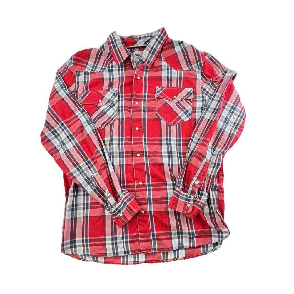 Levis Pearl Snap Western Plaid Shirt Long Sleeve Men's Size XL - A3